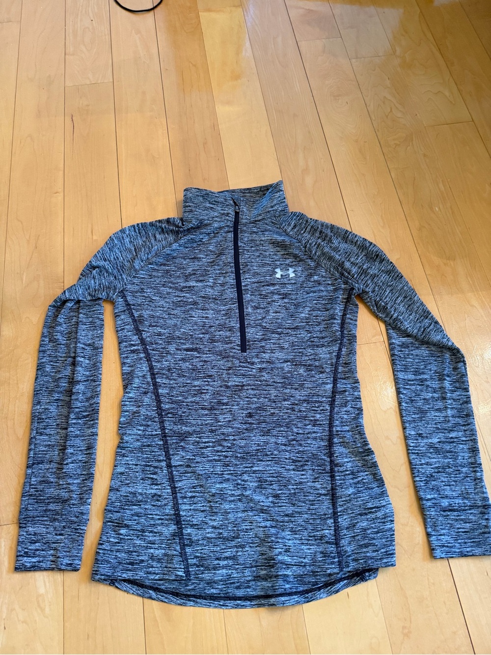 Under Armour Heathered Black & White Performance Top heat gear 1/4 zip
